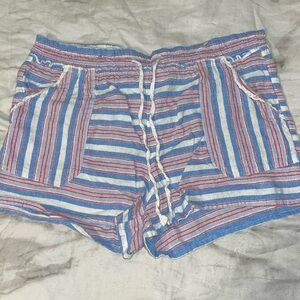 Rewind Blue and Red Striped Women's Cargo Shorts